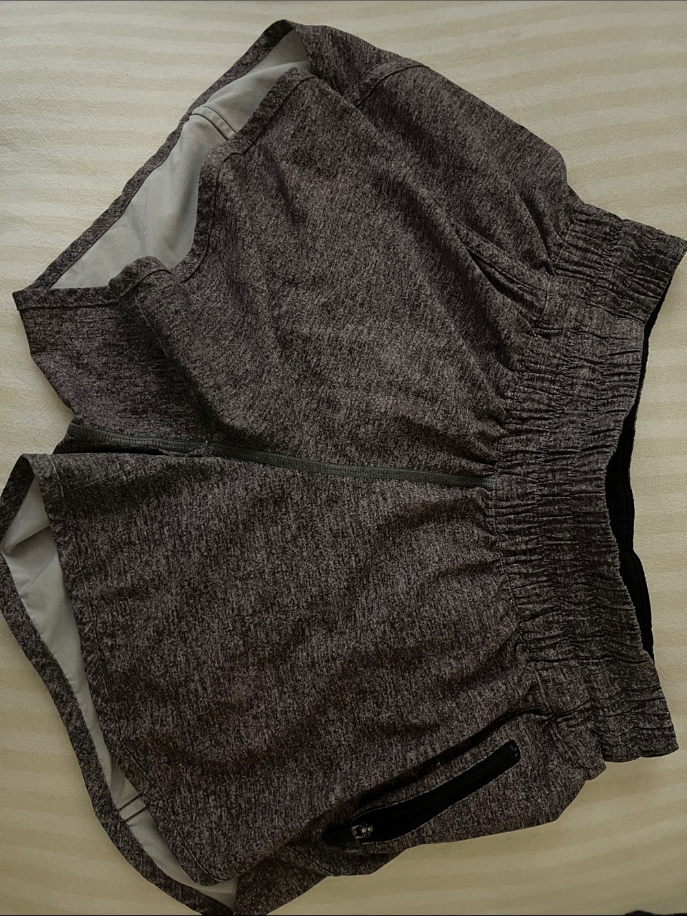 lululemon athletica Charcoal Heathered Running Shorts with Zipper
